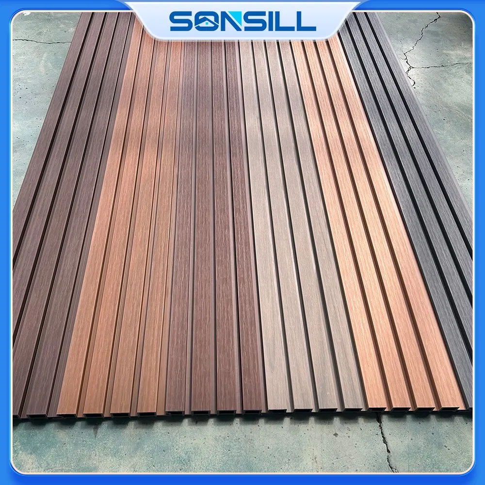Sonsill Wholesale Building Material Composite Co-Extrued Outdoor Partition Wall Board Cladding Fluted Decorative Exterior WPC Wall Panel