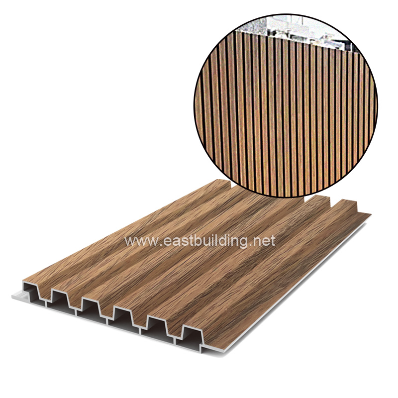 Outdoor Wood Plastic Great Fluted Wall Cladding Interior Exterior Decorative Decoration Partition Siding PVC WPC Wall Panel Slat