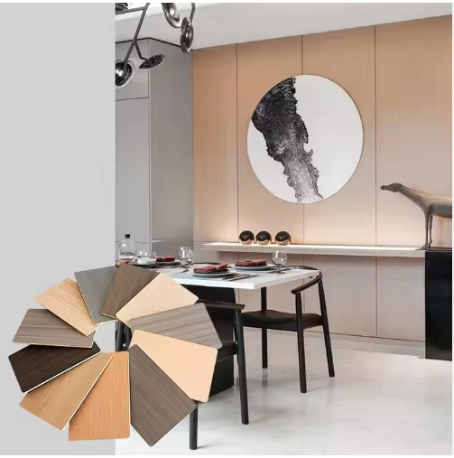 New Fashion Factory 3D 5mm 8mm Wood Veneer Bamboo Charcoal Textured Laminated Wood Plastic Composite Flat Wall WPC Panel