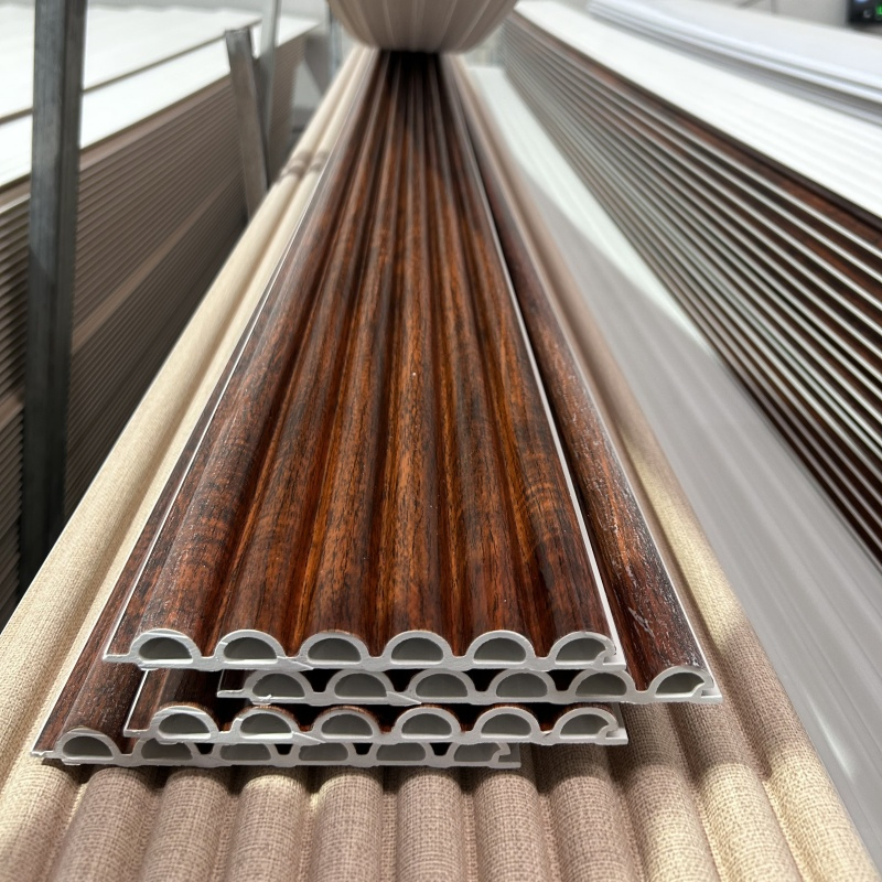 Factory Price Textured 3D Decorative WPC Slat Board Modern Style Wall Cladding Grilled PVC Wall Panel for Indoor Decoration Materials