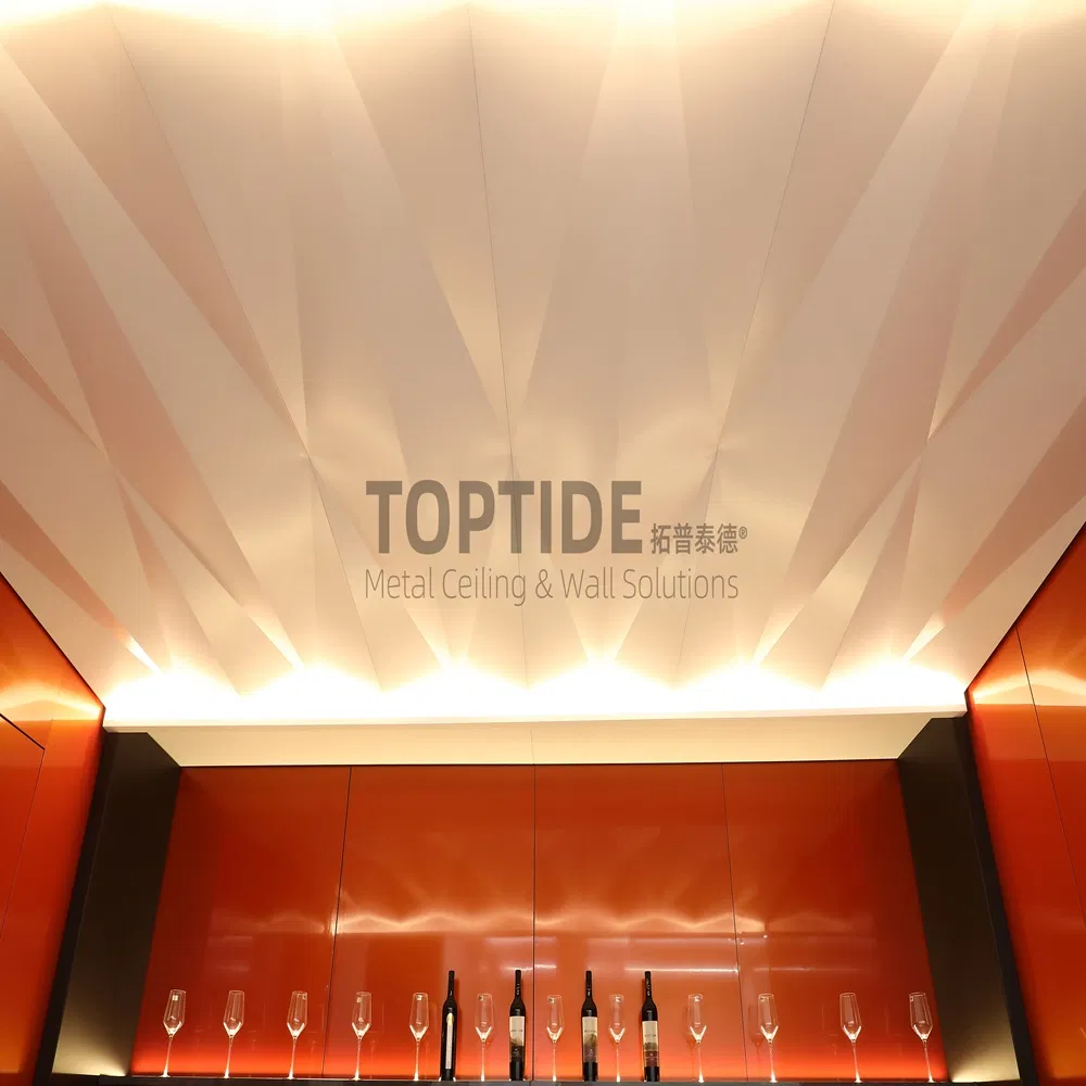 3D Pressed Building Decorative Wall Ceiling Covering Triangle Customized Textured Panel