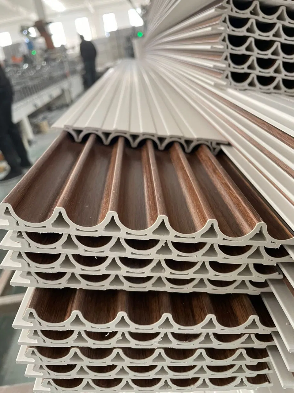 Factory Price Textured 3D Decorative WPC Slat Board Modern Style Wall Cladding Grilled PVC Wall Panel for Indoor Decoration Materials