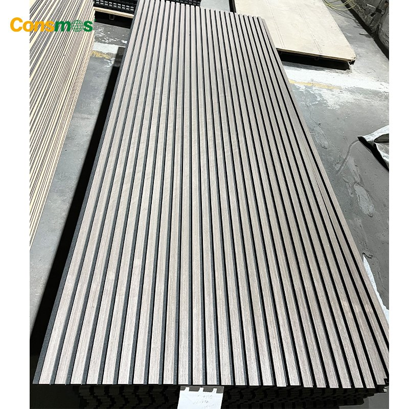 Natural Oak Slatted Sound Absorbing Ceiling Paneles De MDF Acoustic Panel Wood Wall