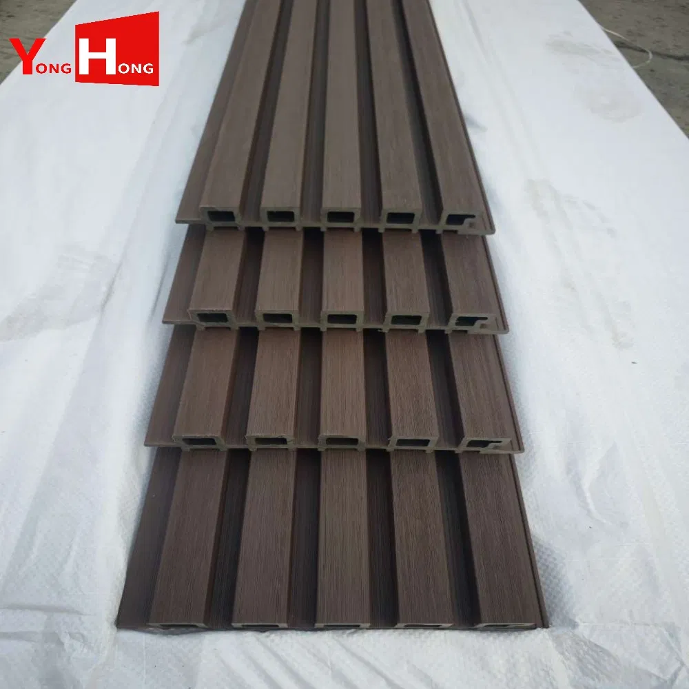 Home Decoration External 3D Wood Plastic Composite Decorative Exterior/Outdoor Facade Cladding Fence Ribbed PVC/WPC Wall Panel