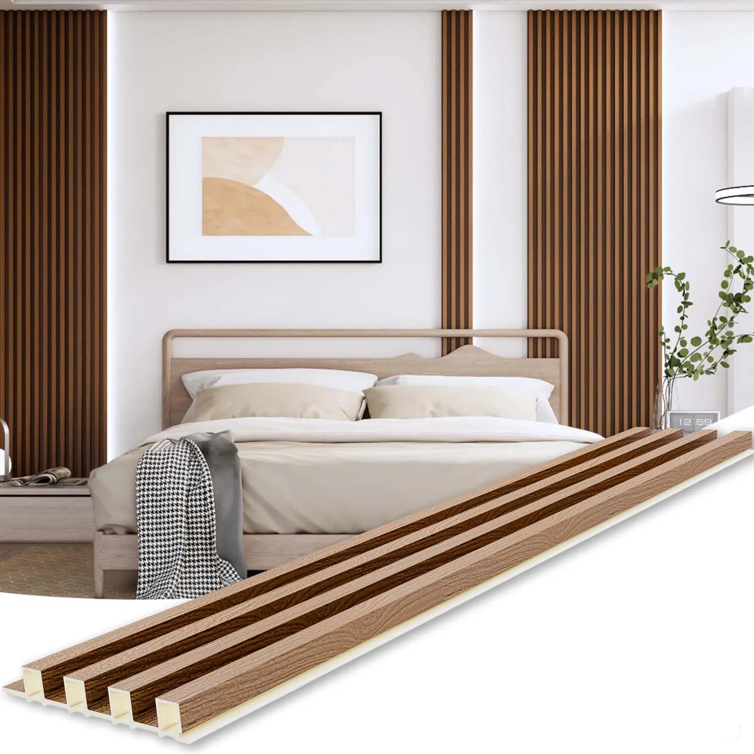 2026 WPC 3D Slat Cladding Wall Panel Interior Polyester Fiber Decorative Panel Waterproof Fireproof Wood Composite Wall Panel Manufacture Price Akupanel