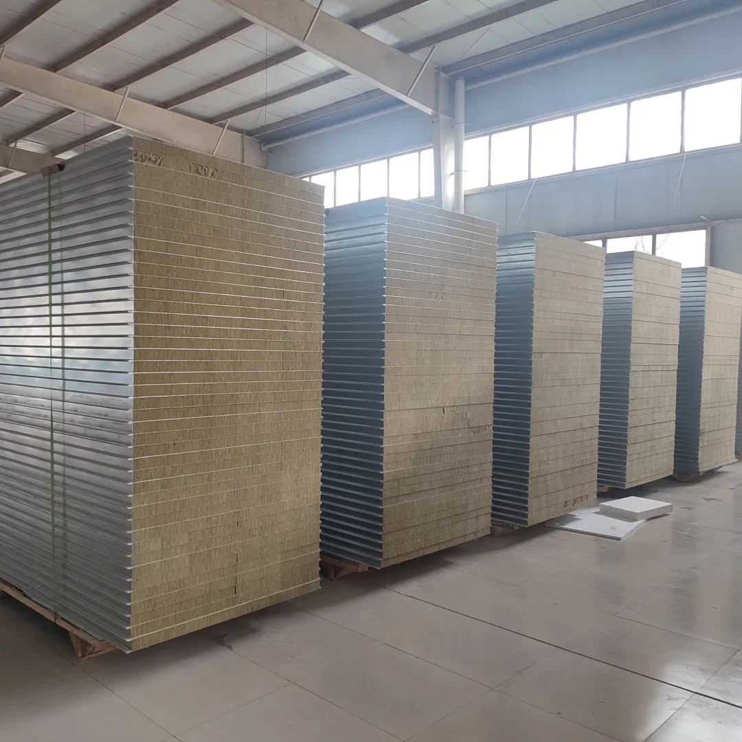 Fireproof Waterproof Thermal Insulation Sound Insulation Rock Wool Sandwich Panel Metal Wall Roof Clean Room Panel