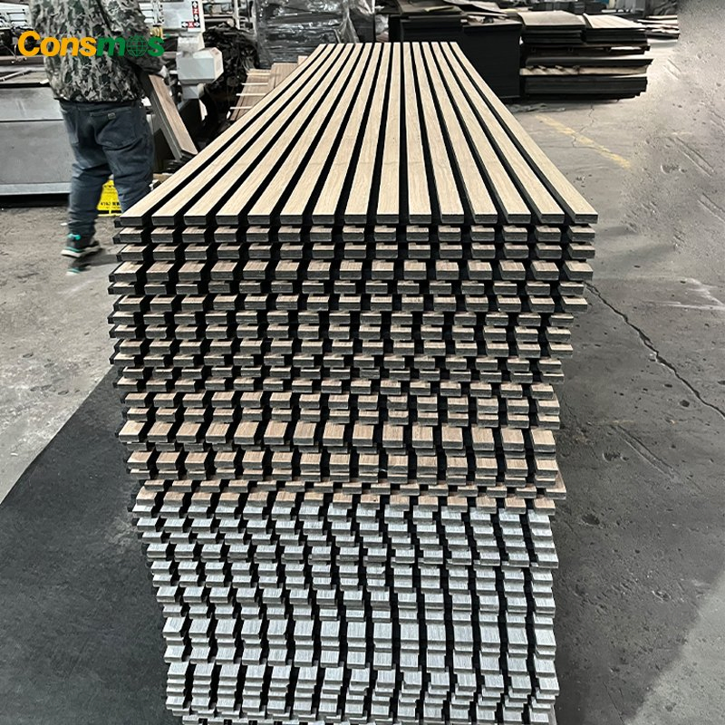 Natural Oak Slatted Sound Absorbing Ceiling Paneles De MDF Acoustic Panel Wood Wall