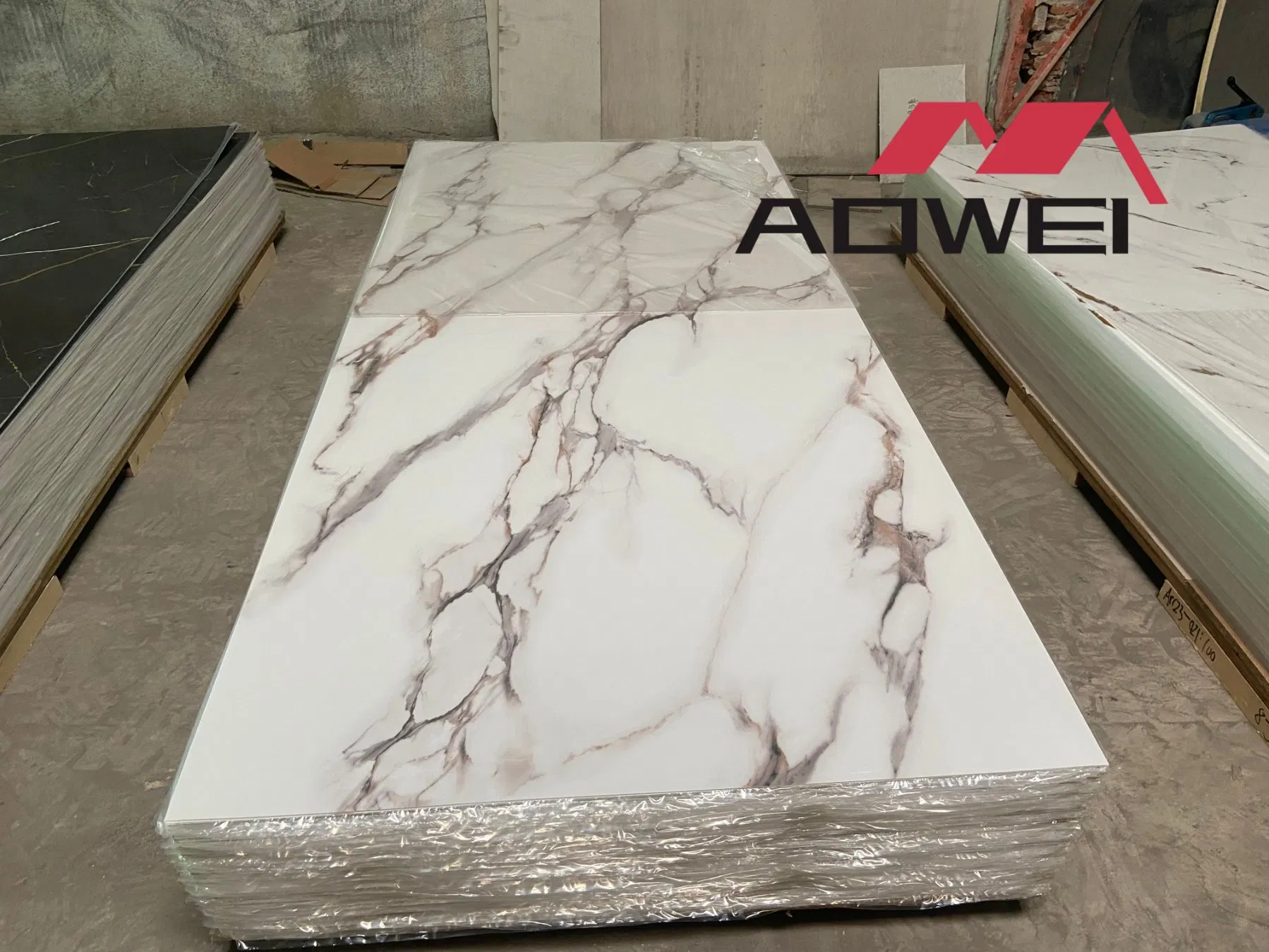 Eco Friendly Easy Clean Anti Scratch Stone Plastic Composite Board Marble Sheet for Office Meeting Room Accent Wall