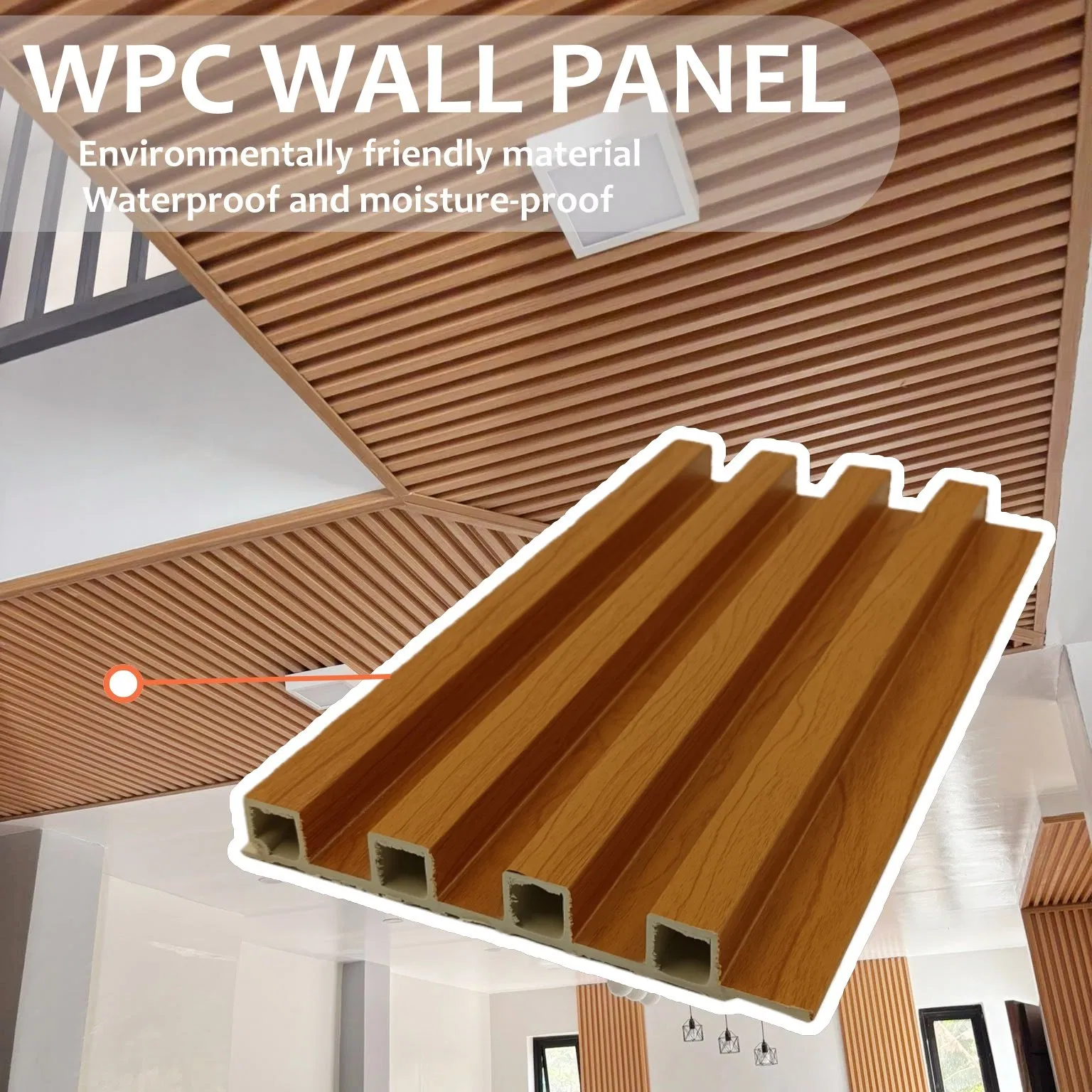 2026 Indoor Decorative PVC Wall Plastic WPC Fluted Fence Cladding Wall Panel