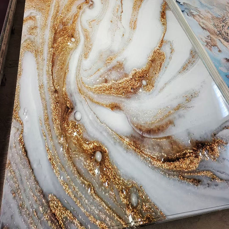 Hot Sale 3mm 4X8 Alternative UV Spc WPC Board Marble Effect Carbon Fiber Panels Bamboo Carbon Crystal Wall Panel PVC Marble Sheet for Wall Decoration