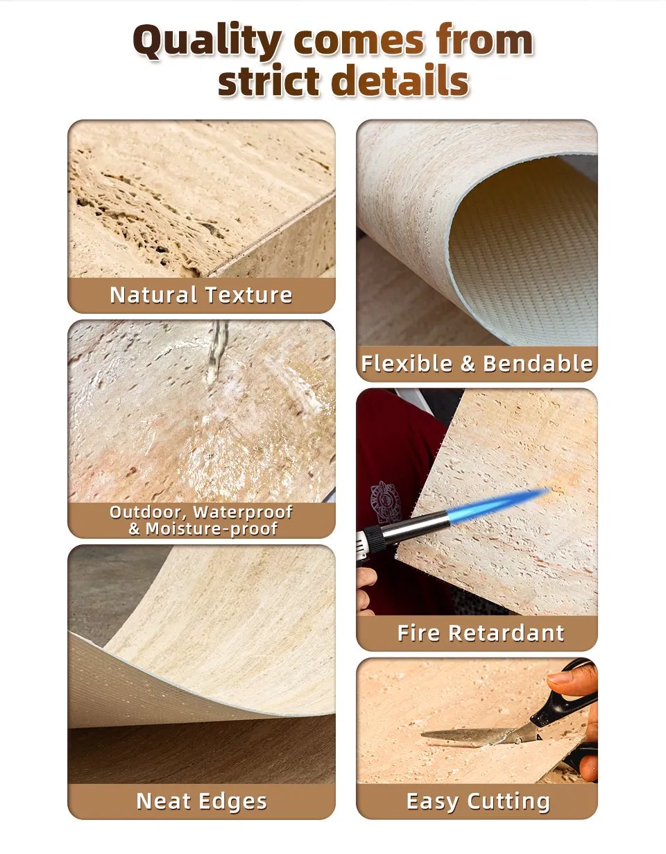 Tile Decorative Interior Bendable Wall Cladding Soft Artificial Mcm Slate Travertine Flexible Natural Wall Cladding Stone Panels