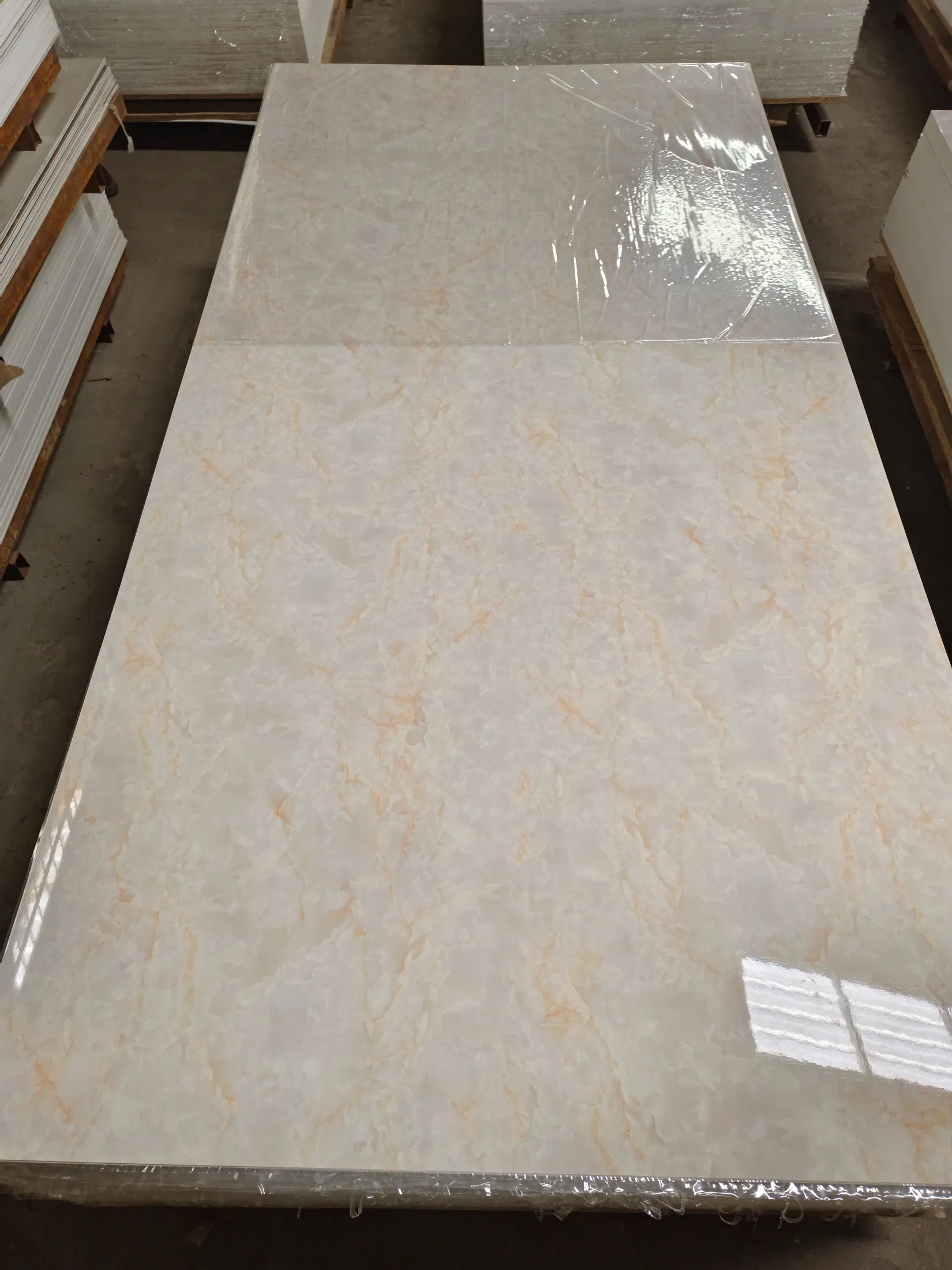 3D Textured Glossy Faux Marble Panel for Exhibition Booth Background Wall Design