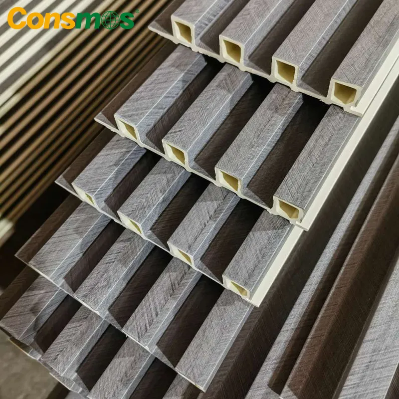 Consmos Factory Wholesale Wood Alternative Building Material Interior Fluted Cladding PVC Decorative WPC Wall Panel