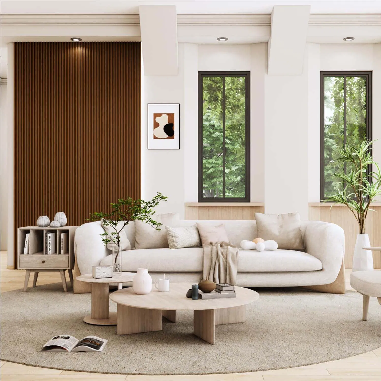 2026 WPC 3D Slat Cladding Wall Panel Interior Polyester Fiber Decorative Panel Waterproof Fireproof Wood Composite Wall Panel Manufacture Price Akupanel