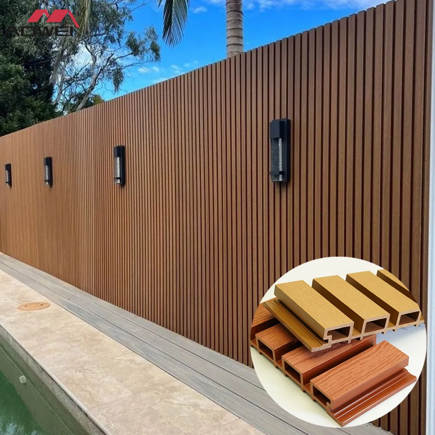 Outdoor Decoration Waterproof 3D Co-Extrusion WPC Wall Cladding Composite Panel