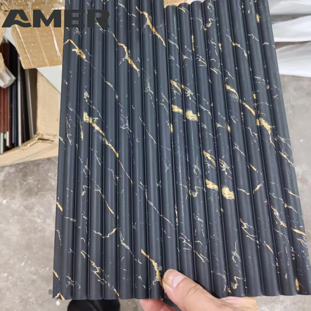 Factory Waterproof Interior Charcoal Louver Panel Wall Cladding Ceiling New Interior PS Wall Panels Marble PVC Wall Panel