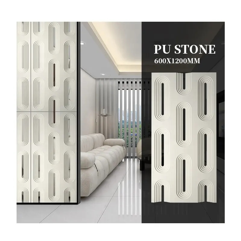 Interior Polyurethane Faux Stone White 3D Art PU Foam Stylish Cladding Wall Partition Panels