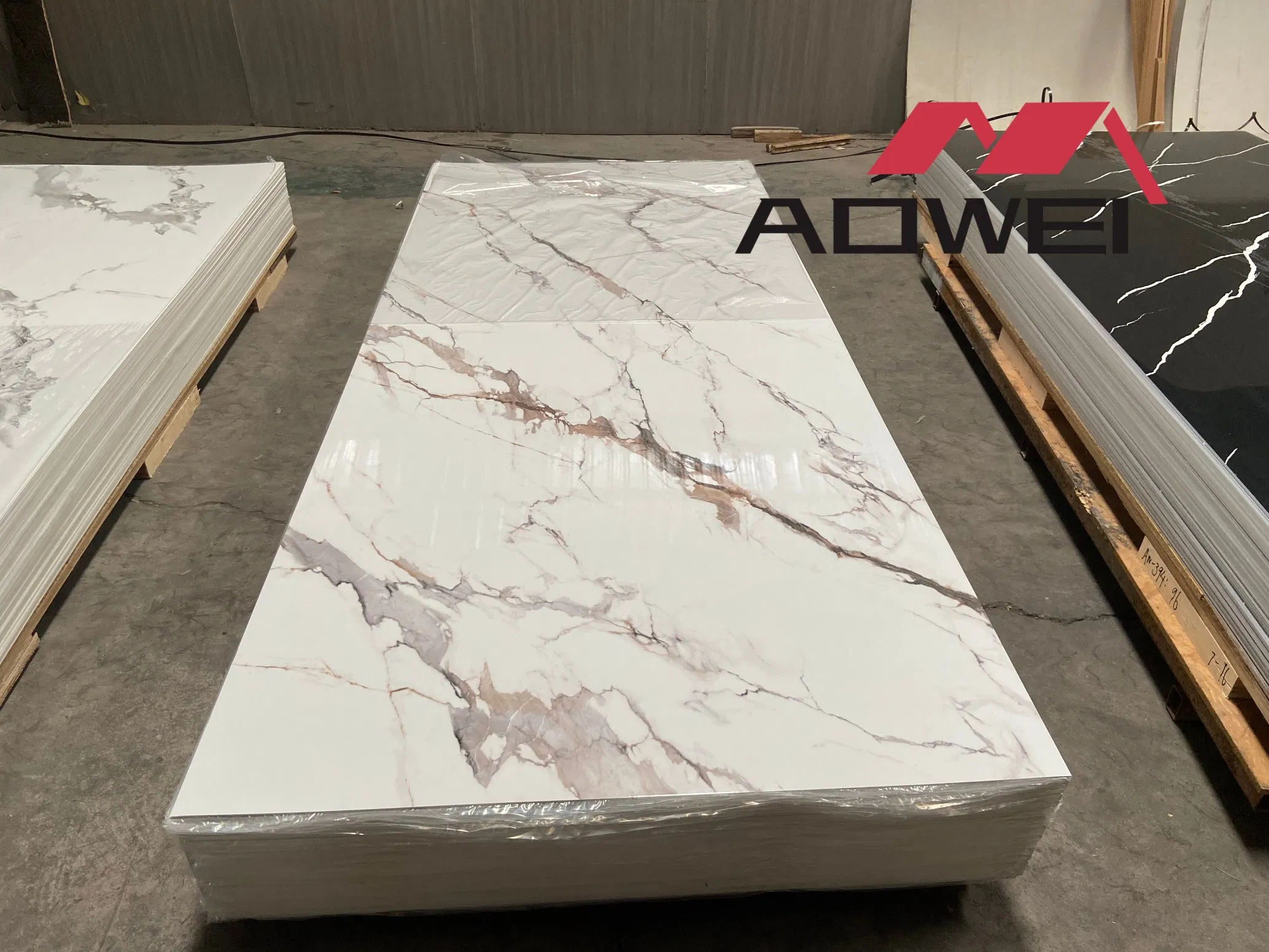 Eco Friendly Easy Clean Anti Scratch Stone Plastic Composite Board Marble Sheet for Office Meeting Room Accent Wall