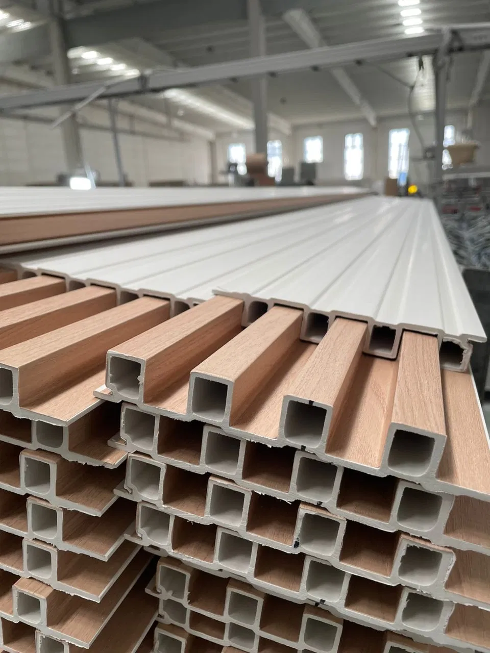 Factory Price Textured 3D Decorative WPC Slat Board Modern Style Wall Cladding Grilled PVC Wall Panel for Indoor Decoration Materials