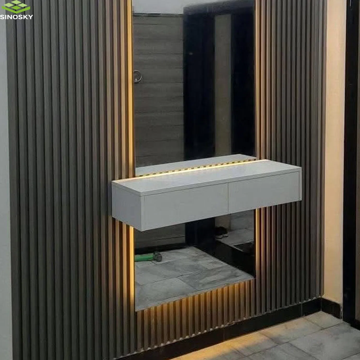 Wholesale Eco-Friendly 3D Wood Fluted Textured WPC Slat Wall Panels for Interior Wall