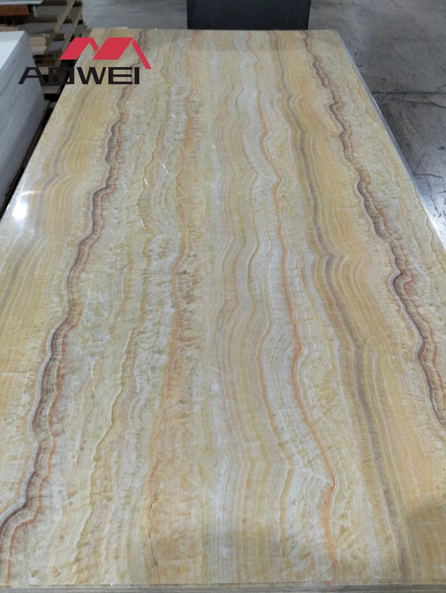 Waterproof Easy Clean Decorative Stone Plastic Composite Marble Sheet for Hotel Suite Bedroom Feature Wall