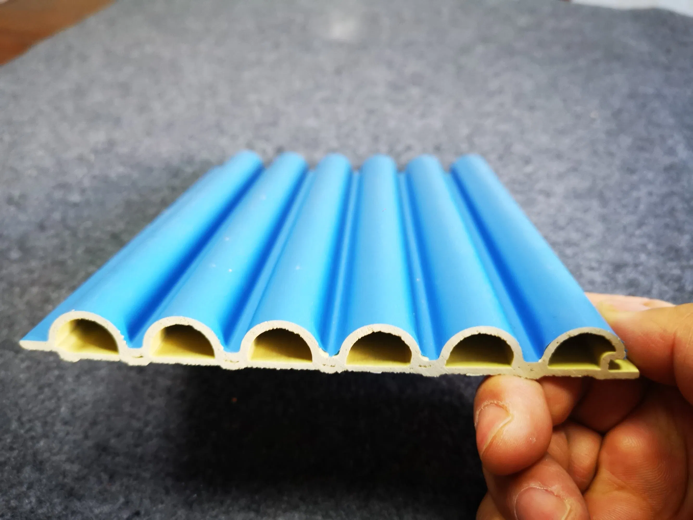 Wholesale Interior Decorative Baboo Charcoal Wood Veneer WPC Slat Paneling Fluted Wall Cladding Integrated PVC Wooden Louver Panel