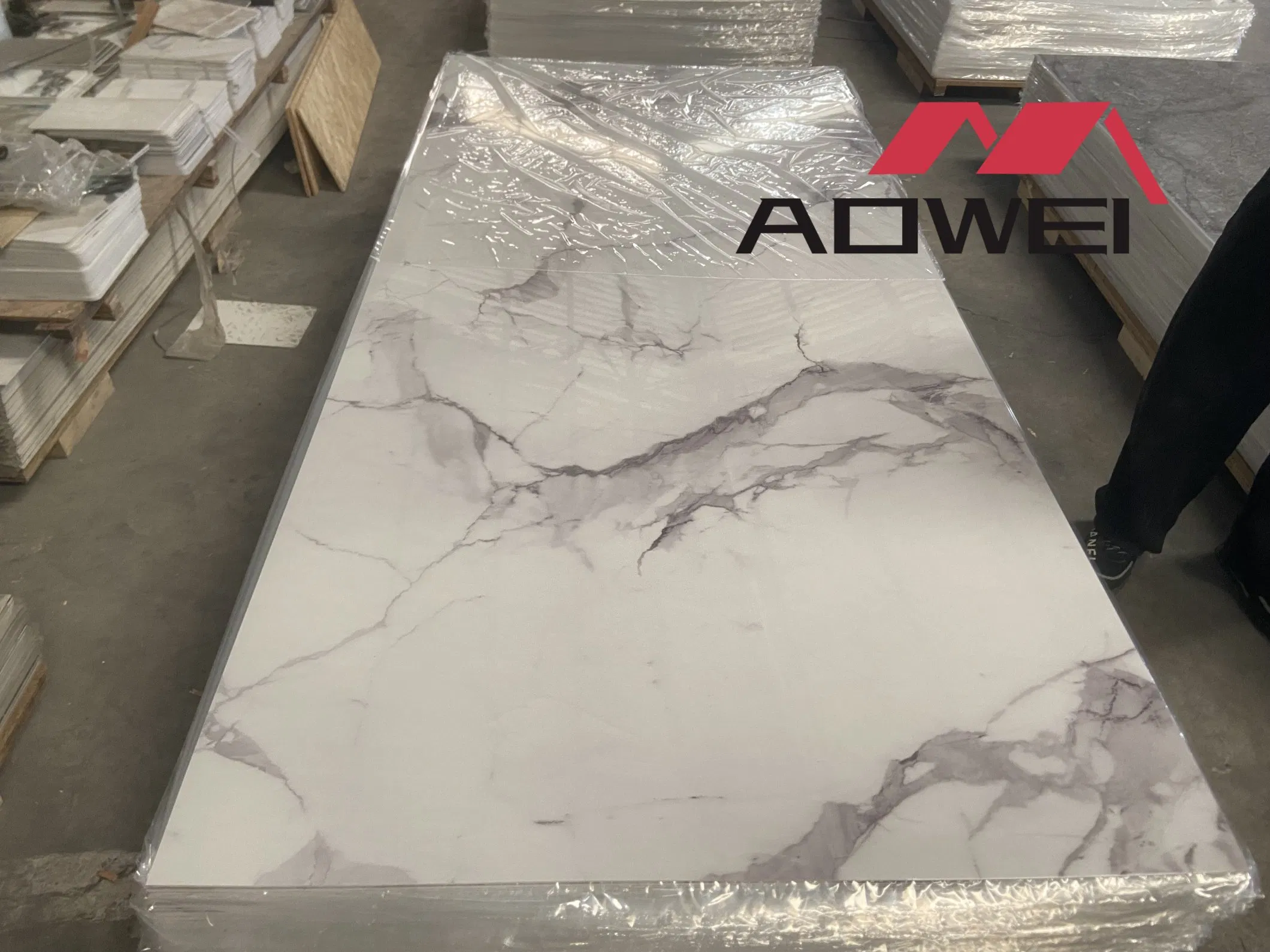 Eco Friendly Easy Clean Anti Scratch Stone Plastic Composite Board Marble Sheet for Office Meeting Room Accent Wall