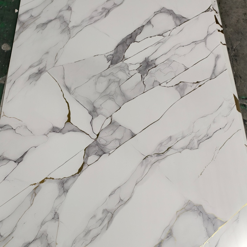 High Glossy UV Coating Marble Sheet Flexible Spc Stone Plastic Composite PVC Marble Wall Panel Board