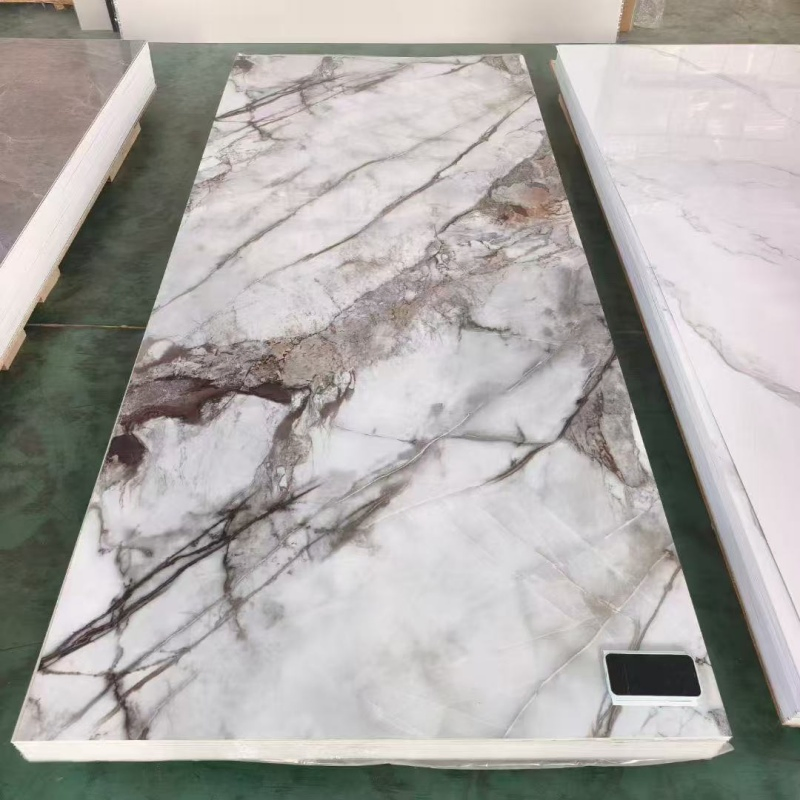 High Glossy UV Coating Marble Sheet Flexible Spc Stone Plastic Composite PVC Marble Wall Panel Board