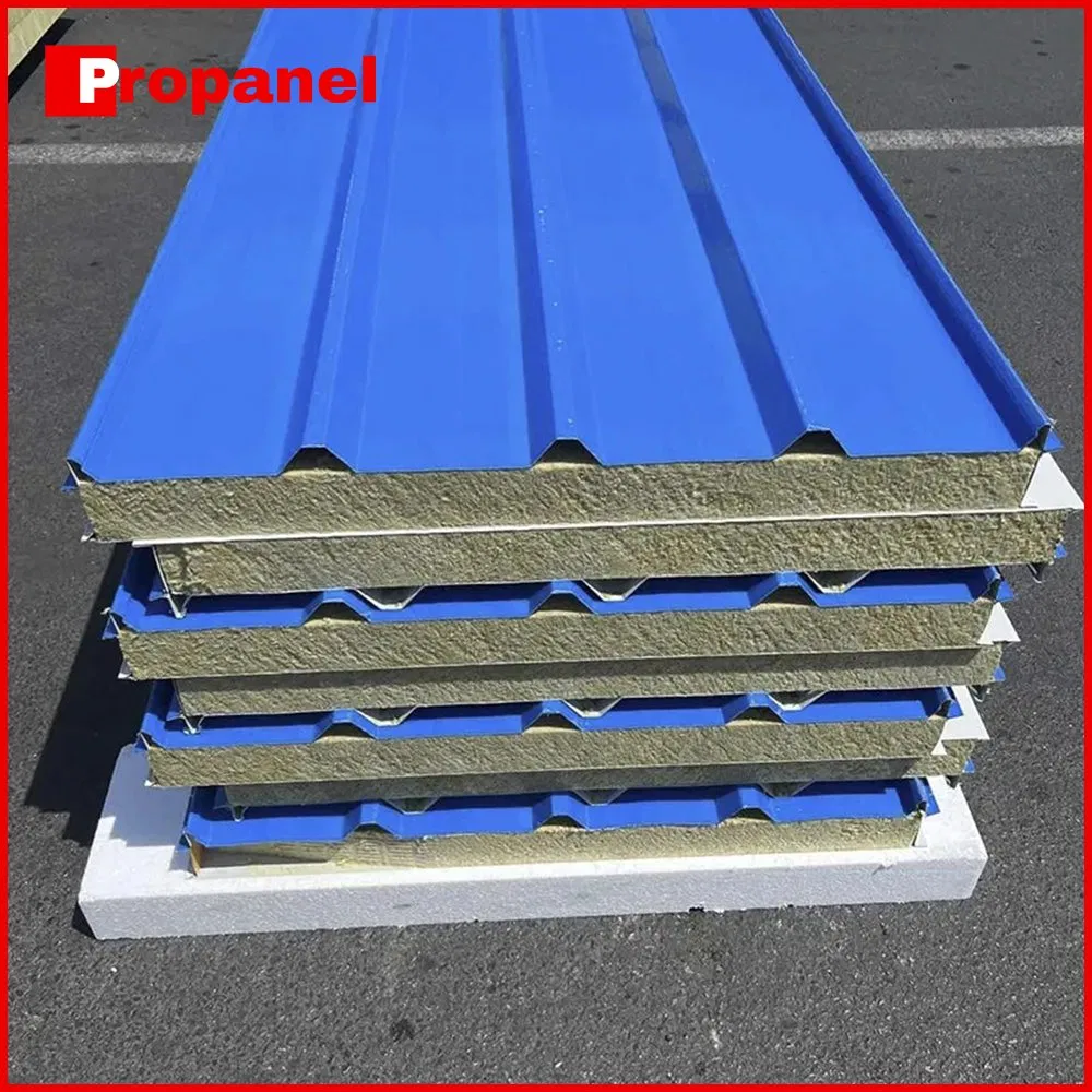CE Certified Heat Preservation Mineral Wool Wall Panels Fireproof Rock Wool Sandwich Panels for Module Houses Interior Partition Prefabricated Houses