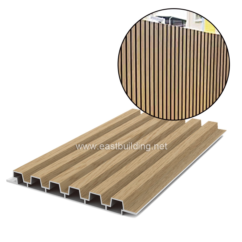 Outdoor Wood Plastic Great Fluted Wall Cladding Interior Exterior Decorative Decoration Partition Siding PVC WPC Wall Panel Slat