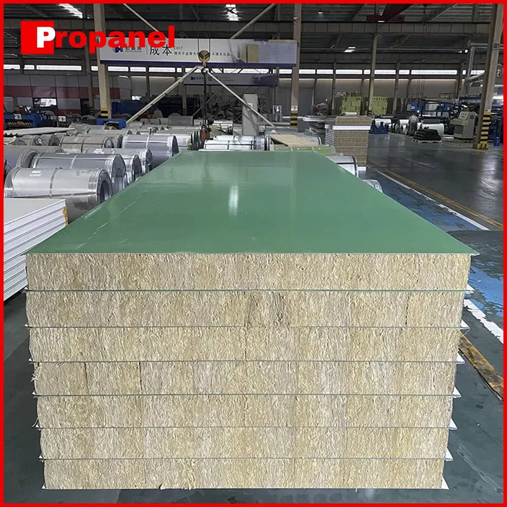 CE Certified Heat Preservation Mineral Wool Wall Panels Fireproof Rock Wool Sandwich Panels for Module Houses Interior Partition Prefabricated Houses