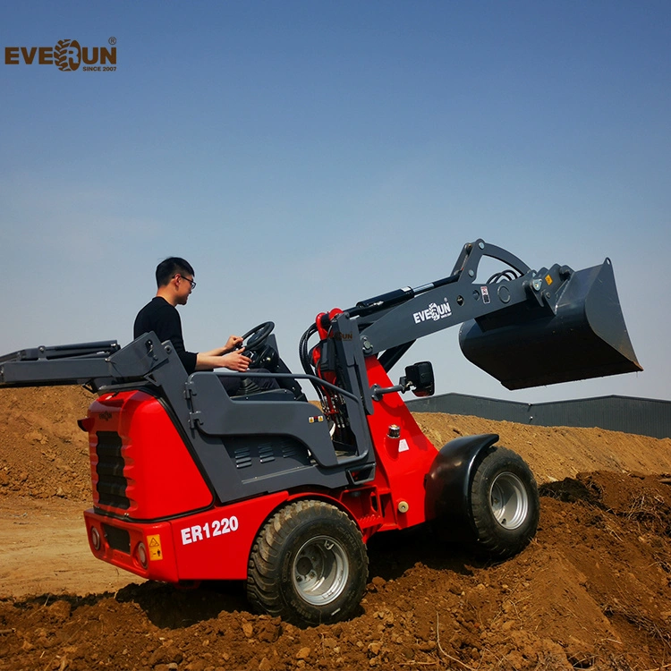 Everun Er1220 1.2ton Mini Small Compact China Small Farming Portable Construction EPA CE Front End Wheel Loader Earth Moving Machine for Sale