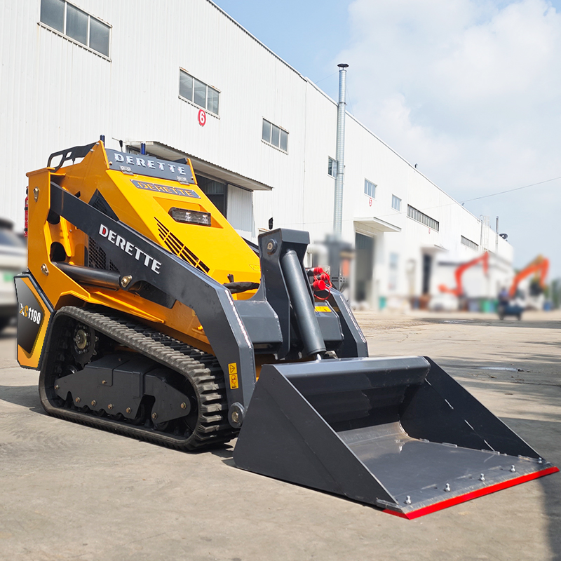 Derette Xc1100 Mini Skid Steer Diesel Track Loader with EPA Certified Kubota Engine Compact Stand on Skid Steer