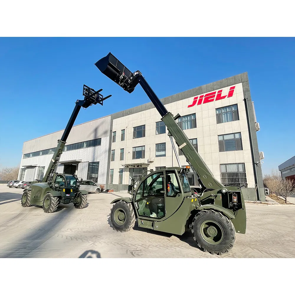 Agriculture Harvest Use 7m 3t Enlarge Cab Hydraulic Fork Front Wheel Telehandler