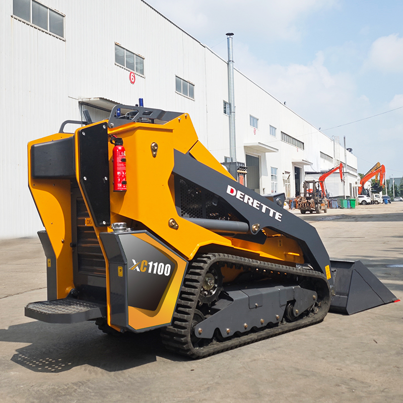 Derette Xc1100 Diesel Mini Crawler Skid Steer Loader Compact Track Steering Loader with Front End Bucket and Attachments