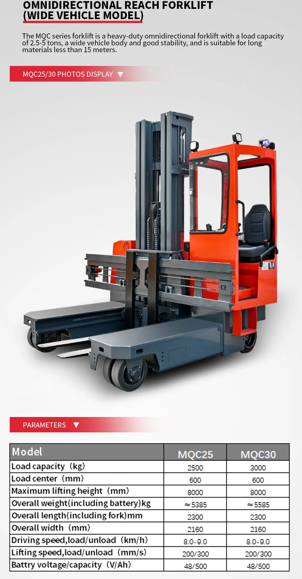 Electric Sideloader Forklift