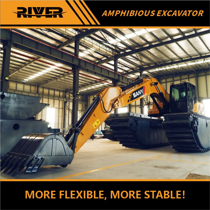 20 Ton Heavy Duty Used Amphibious Excavator Digger Floating Long Reach Digger