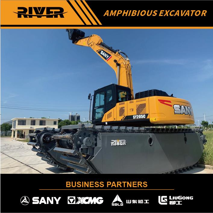 20 Ton Heavy Duty Used Amphibious Excavator Digger Floating Long Reach Digger