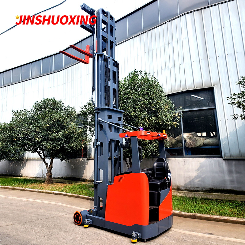 Tri-Laterial Fork Standing Safe 1.6t Vna Very Narrow Aisle Three Way Forklift Truck Triplex 12000mm with Lithium Battery