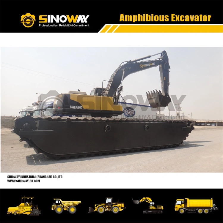 Best Price Long Reach Land and Water Excavator with Floating Tank Pontoon Tracks Mini River Amphibious Swamp Buggy with Backhoe and Dredging Pump for Sale