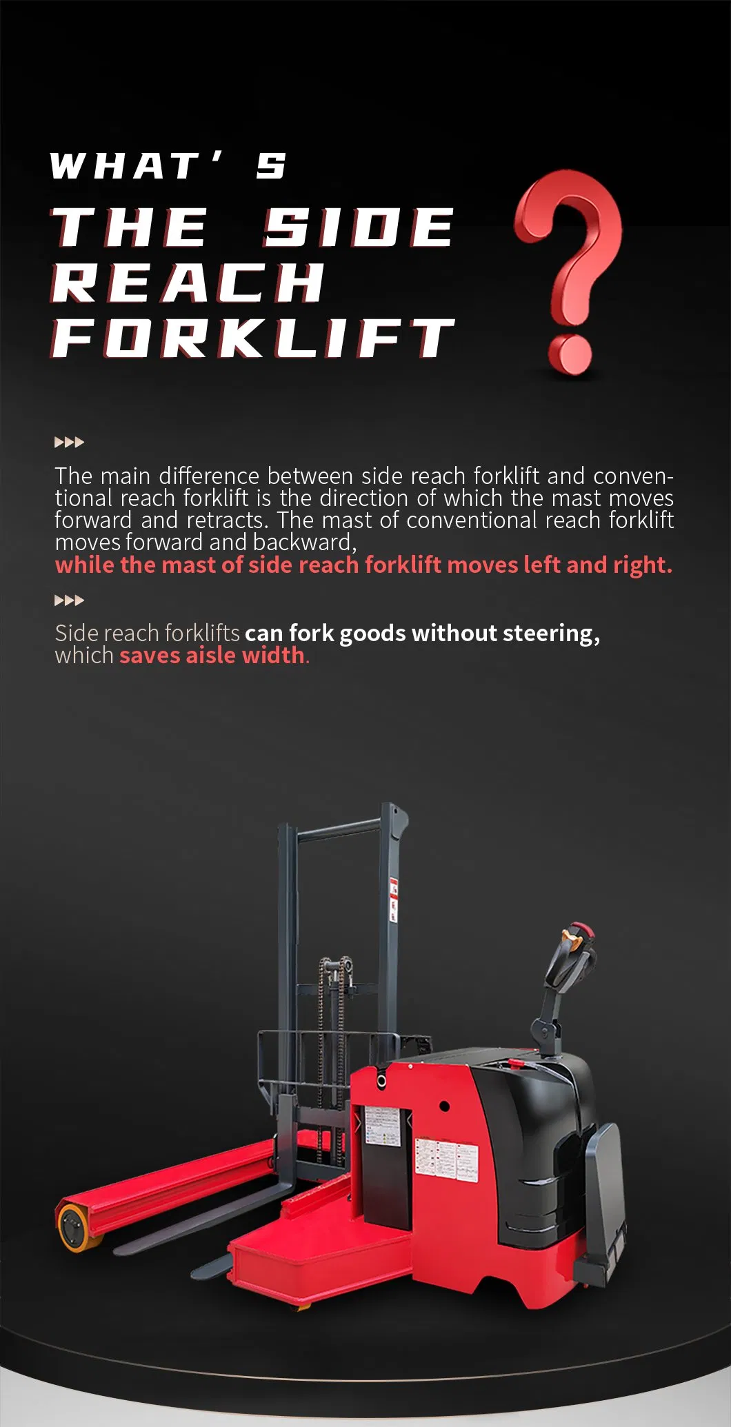 Electric Reach Forklift Detail 1
