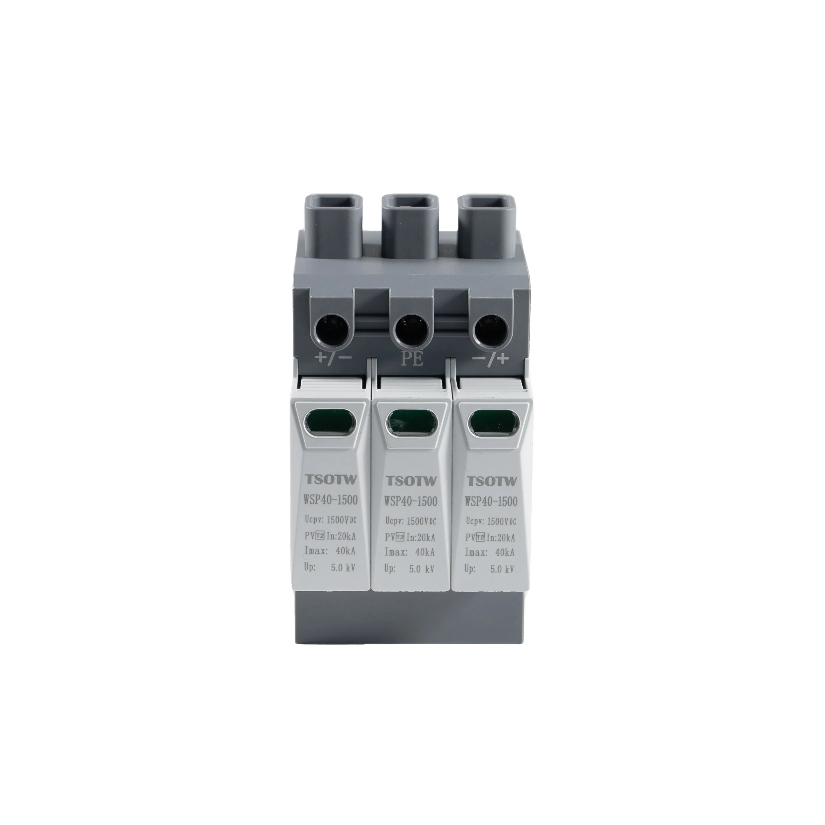 Protector contra sobretensiones tipo II 1500VDC Arrestador de sobretensiones por rayos enchufable 3p para inversor solar