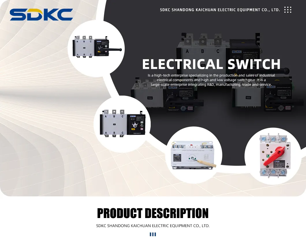 Interruptor de transferencia automática de doble alimentación trifásico para uso industrial