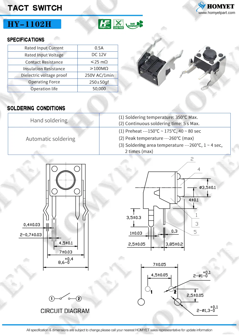 El interruptor táctil 6X6 mm de tipo en ángulo recto con terminal de tierra