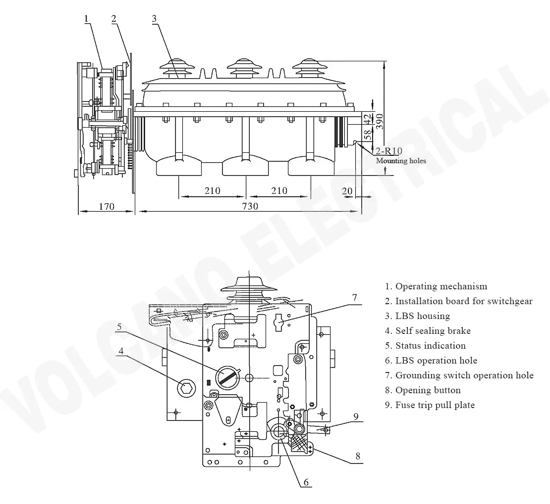 Interruptor de carga de gas de alta calidad 24V Sf6 para unidad de anillo