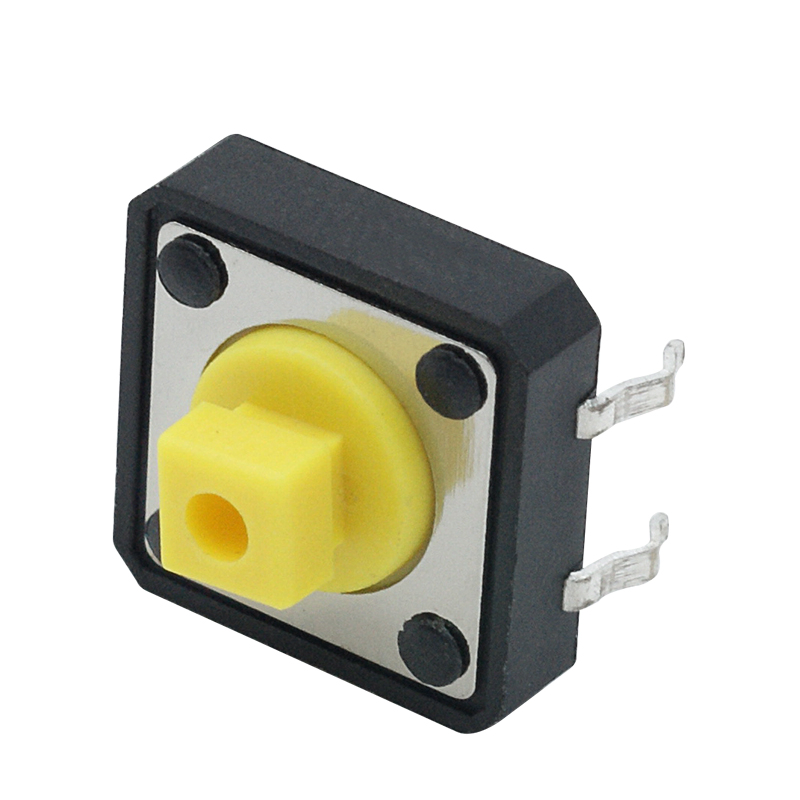 Botón pulsador LED cuadrado amarillo marrón negro rojo blanco azul verde tipo mecánico táctil con terminal de tierra en ángulo recto