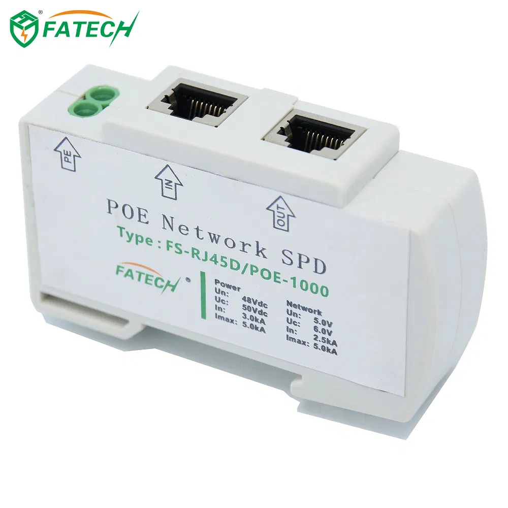 Dispositivo de Protección contra Sobretensiones Arrester Gigabit Ethernet Red Señal Protector contra Rayos Arrester RJ45 Riel DIN PoE Protectores de Energía Protector contra Sobretensiones