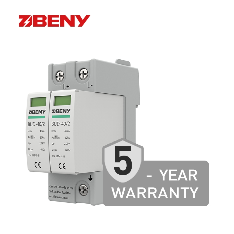 Sistema de Protección contra Rayos Beny Protector de Sobretensión T2 IEC 3p 1000V 40ka Dispositivo de Protección contra Sobretensiones DC PV con 5 Años de Garantía