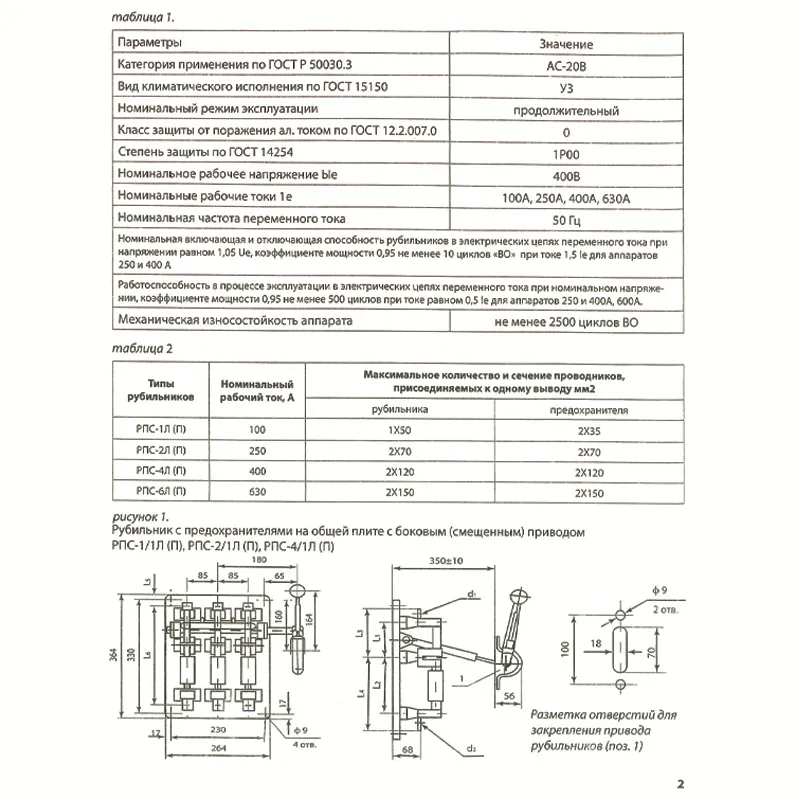 Serie Pnc de Rusia Interruptor de desconexión de baja tensión Interruptor de cuchilla 100A 250A 400A 630A